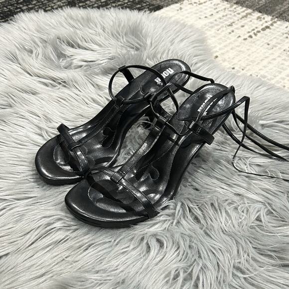 NOMI Y2K 2000's Black Strappy Heel‎ Womens Size 9 - Picture 3 of 7